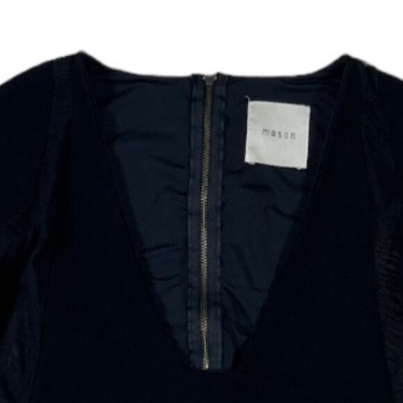 Mason Black Mini Dress, Mesh Detailing | Size XS - Picture 3 of 7
